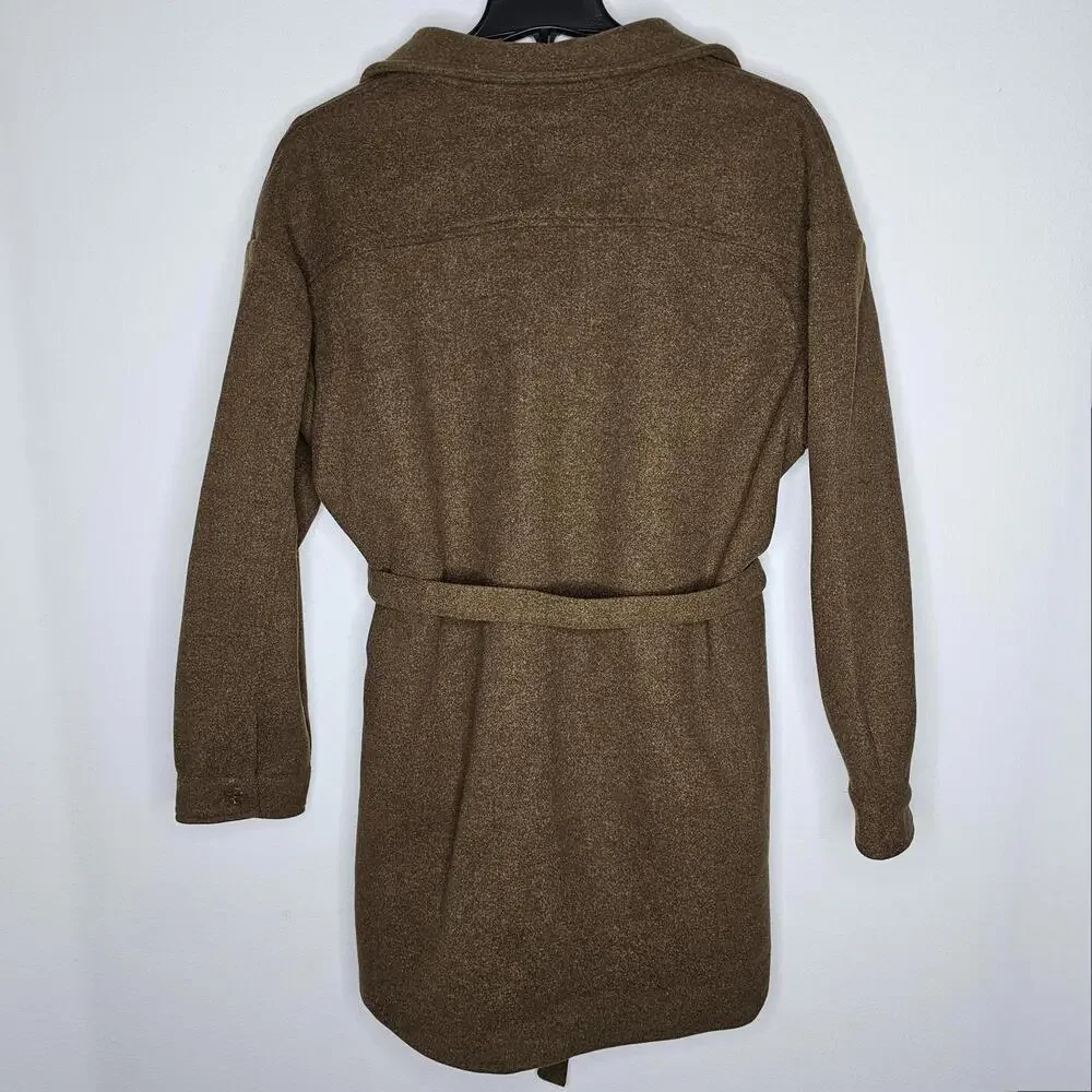 NWT OAT Women's Brown/Belted Shacket Coat Size XL